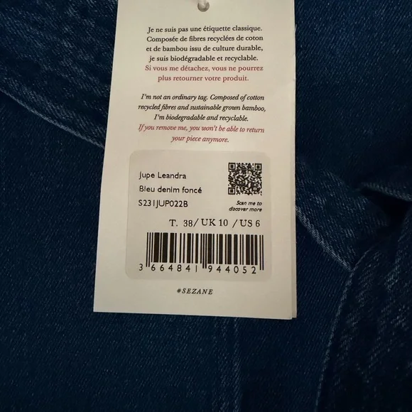 NWT Sezane Classic Blue “Leandra” Denim Skirt - Picture 6 of 7